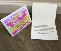 For both of you - love is sharing between two hearts and this card is sent with love that's meant for both of you to share - and then to say: "The two of you make such a special pair." Happy 50th Anniversary!